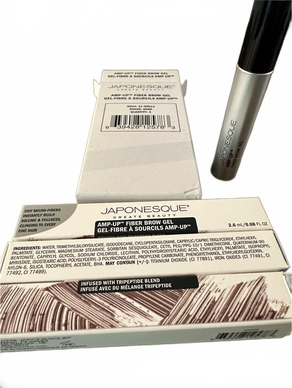 Japonesque Amp-Up Fiber Brow Gel — Dark Fonce Box of 3